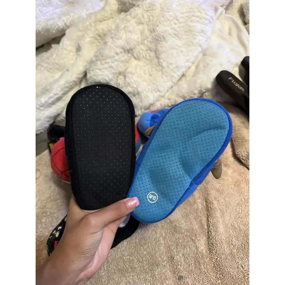 slippers Lot 3, Kids Fabric Slippers Spider-Man Mickey PAW patrol. (9/10) (7/8)